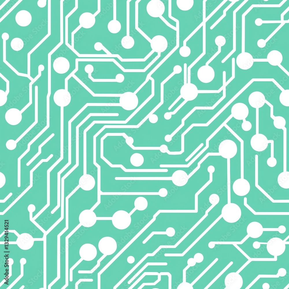 Poster abstract ai brain with interconnected circuits in a modern design featuring a soft green background