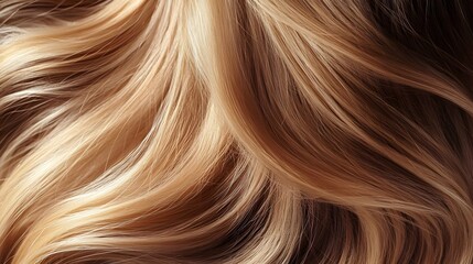Fototapeta premium A realistic close-up photo of a balayage hairstyle, semi-blonde hair. represents Hair Beauty and Styling, professional hair coloring, salon-quality hair care and the elegance of balayage, beauty.