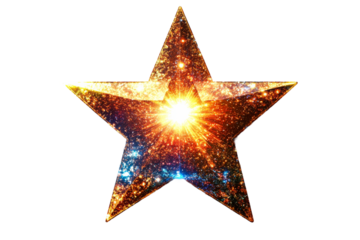 Bright celestial star shining with cosmic colors