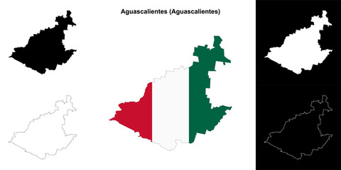 Aguascalientes municipality (Aguascalientes) outline map set