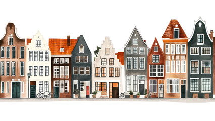 Naklejka premium PNG Brown dutch village building border buildings architecture illustration.