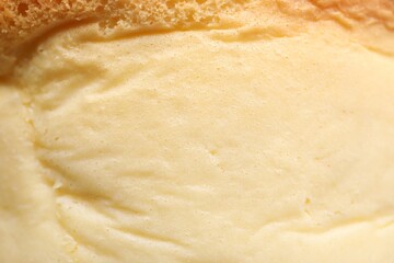 Tasty Japanese Castella sponge cake as background, closeup