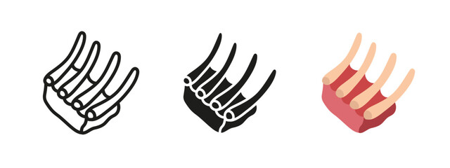 Obraz premium Ribs icon. Cooked meat ribs vector illustration. Juicy grilled barbecue dish symbol. Delicious steakhouse and gourmet meal concept. Perfect for restaurant menus, food lovers and BBQ designs.