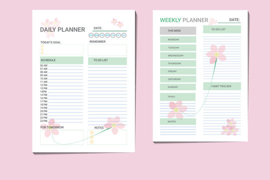 Daily weekly planner template design