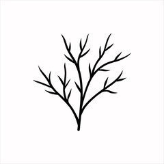 Black and white floral vector illustration with plant silhouettes and nature elements