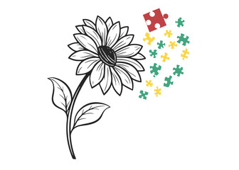 Autism awareness a sunflower  creative design