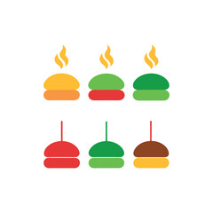 A grid layout of various color burger on white background