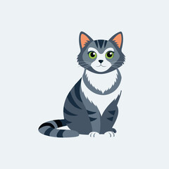 Black cat with a bow and big smile, cute and funny kitten illustration