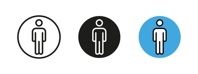 Person icon. Simple human figure vector illustration representing a generic user profile, identity or avatar. Minimalistic silhouette used in interfaces, signage and character representations. WC sign