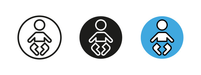Baby icon. Simple infant vector illustration representing newborn care, child safety and parenting. Minimalistic pictogram used in signage, family services and childcare concepts. Baby WC room sign.