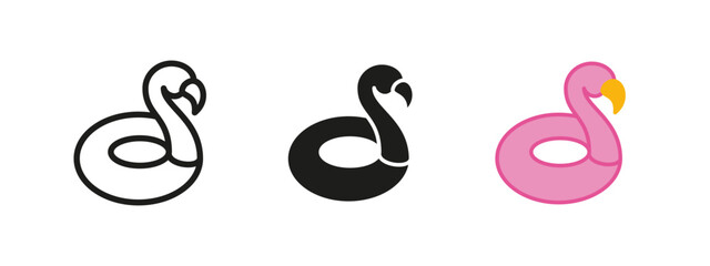 Flamingo float icon. Inflatable pool ring vector illustration. A trendy summer symbol for beach and swimming fun. Ideal for vacation, relaxation and tropical-themed parties.
