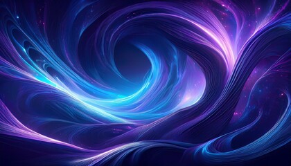 Fototapeta premium Swirling cosmic winds form abstract shapes in deep blue and purple tones, evoking a mysterious and ethereal space scene