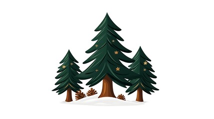 Obraz premium Charming Winter Forest Illustration: Hand-Drawn Evergreen Trees in Snowy Setting AI Generated