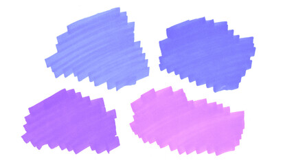 A set of pink, violet, purple brush strokes on a white background. Hand-drawn stock illustration with a brush, markers with alcohol ink - spots for the banner, greeting card