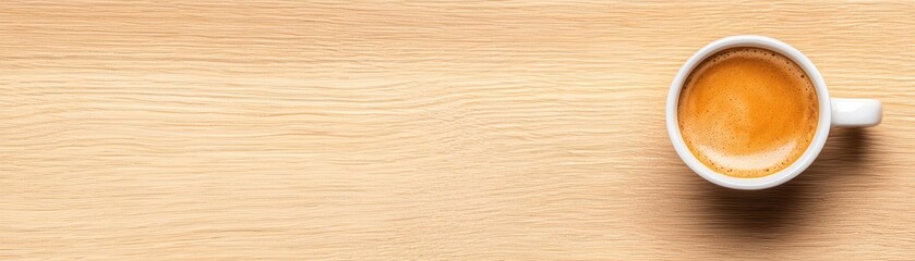 Espresso Shot on Wooden Surface for Energy Boost Concept Overview and Strong Morning Start