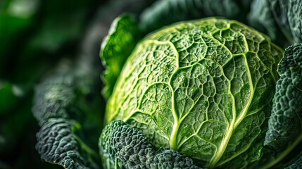 savoy cabbage macro image close up