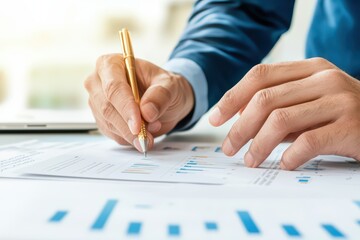 Business Team Collaborating on Financial Planning Strategy with Charts and Reports