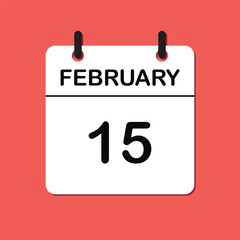 February 15. Daily Calendar icon for design. Simple design for business brochure, flyer, print media, advertisement. Easily editable.