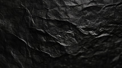 Naklejka premium An artistic close-up of a crumpled black paper surface highlights the intricate textures and shadows, evoking a sense of depth and visual contrast through simplicity.