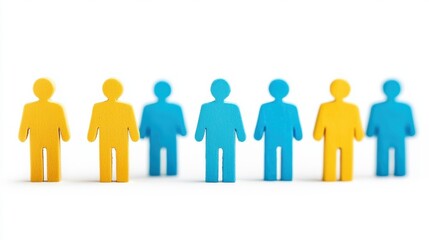 Fototapeta premium Colorful figures representing teamwork, communication, and collaboration.