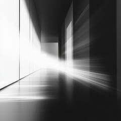 Abstract Monochromatic Hallway with Dramatic Light and Shadow