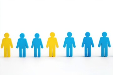 Colorful figures representing teamwork and communication, unity.