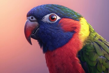 Vibrant parrot with colorful feathers on a softly blurred background.
