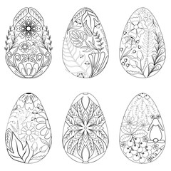 Set of easter eggs black and white, Coloring Easter Eggs