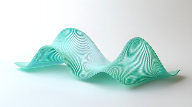 A conceptual graph depicting a smooth curved green wave representing convex optimization in an abstract and artistic scientific illustration.