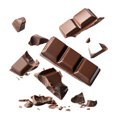 "Delicious Chocolate Pieces Isolated on White Background – High-Quality Image.  chocolate texture, chocolate shavings, chocolate background, chocolate dessert, confectionery, sweet treat, cho








