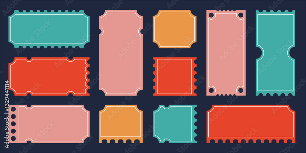 Canvas Prints empty frames with stabbing, tickets and coupons shapes, colorful text and message paper boxes. vecto