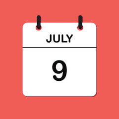 July 9. Daily Calendar icon for design. Simple design for business brochure, flyer, print media, advertisement. Easily editable.