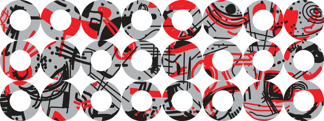 Obraz premium Abstract seamless circle background with lines and shapes. 