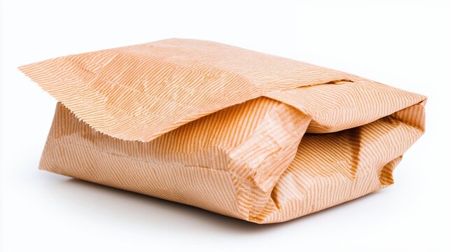 Brown Paper Package Tied with Twine on White Background for Shipping or Gift Giving