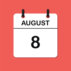 August 8. Daily Calendar icon for design. Simple design for business brochure, flyer, print media, advertisement. Easily editable.