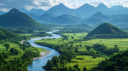 Fototapeta premium mountain river wallpaper,