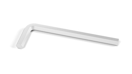 Hex key isolated on white background. Hex wrench close-up. 3d illustration.