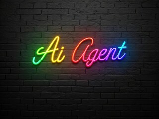 AI Agentic. Neon sign displaying "Ai Agent" against a dark brick wall background.