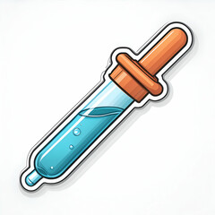 A Vibrant Blue Liquid Rests Inside A Cartoon Dropper, Ready For Use, With A Playful Sticker Design And Bright Colors