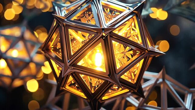 Goldenes komplexes Polyeder mit faszinierendem Lichtspiel