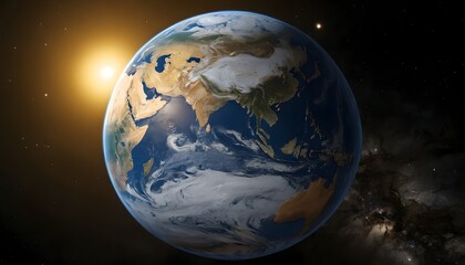 Fototapeta premium The Earth our home in the vast expanse of space