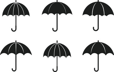 Umbrella Silhouette Vector Set for Spring and Rainy Season Designs