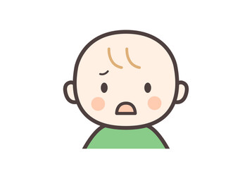 困り顔の赤ちゃんの上半身イラスト