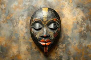 Artistic Representation of Tribal Mask from Africa - Abstract Design Inspired by African Heritage