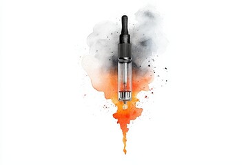 An artistic depiction of a vape device surrounded by colorful smoke and splashes, ideal for modern lifestyle and vaping themes.