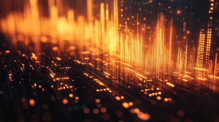 3D visualization of financial growth graph with upward trend