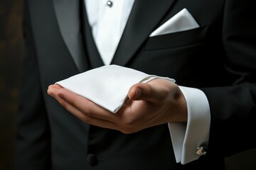 Elegantly Dressed Male Butler Providing Exceptional Service in Tuxedo with a Touch of Class