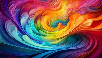 Intense swirling of rainbow colors that blur and melt into one another, forming abstract shapes and dynamic, fluid patterns.
