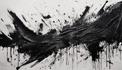 Obraz premium Grunge-inspired pattern with splashes of black paint on a white canvas, creating a textured, rough, and edgy aesthetic. 