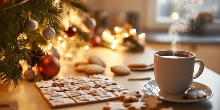 A close-up of a beautifully decorated Advent calendar in a kitchen